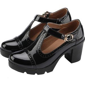 Women's Platform Mid-Heel Square Toe Oxford Shoes